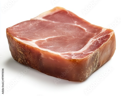 Ham on white background from meat processing photo