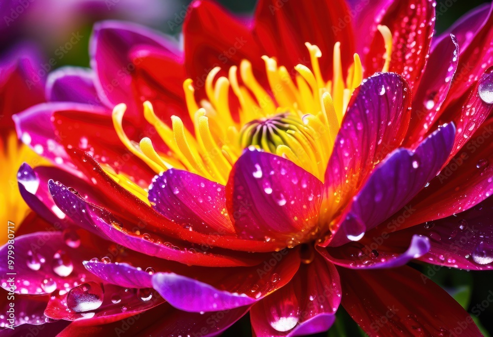 Fototapeta premium close images vibrant flowers enhanced refreshing dew drops capturing beauty, blossom, petal, color, freshness, garden, flora, macro, bloom, botanical