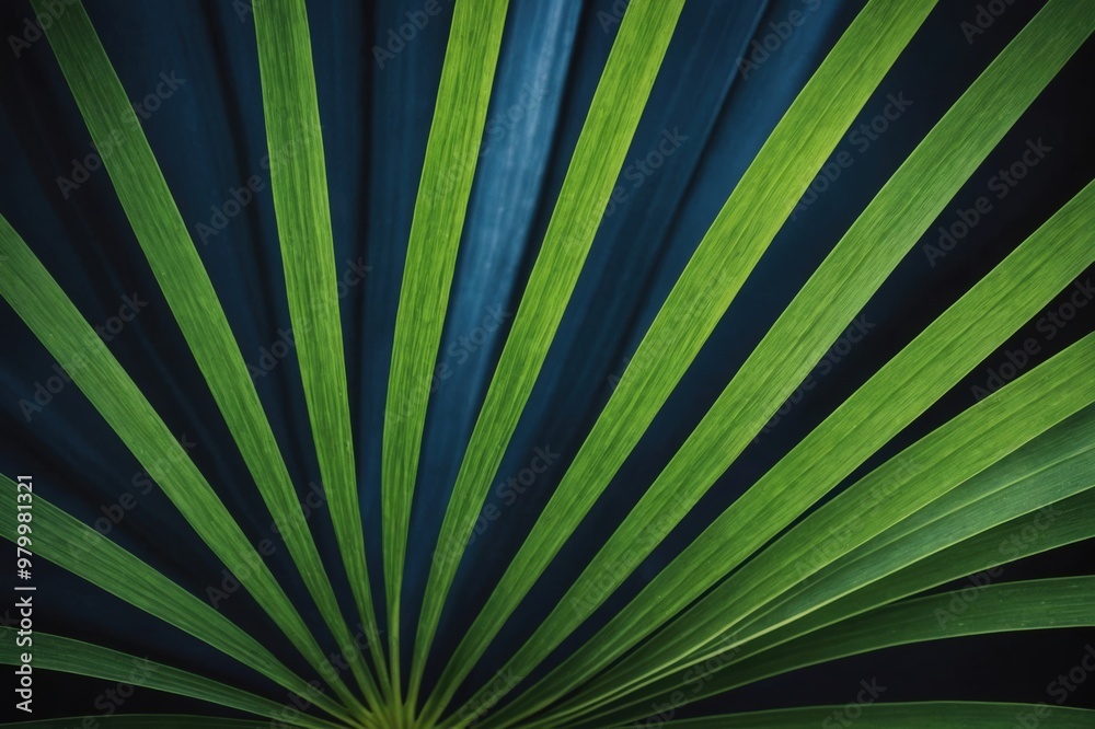 abstract palm leaf textures on dark blue tone, natural green background abstract palm leaf textures on dark blue tone, natural green background