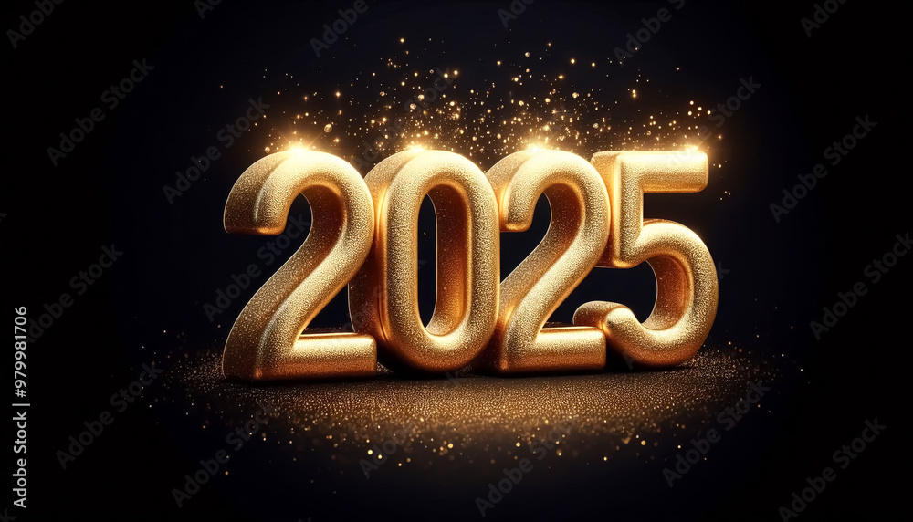 Golden 3D 2025. Happy new year celebration Golden 3D 2025. Happy new year celebration