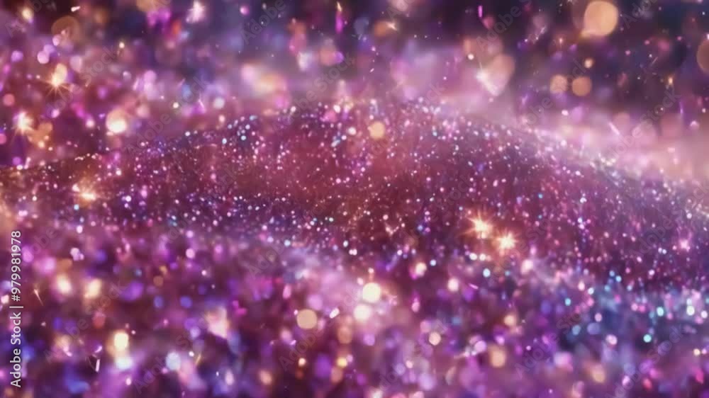 Animation of pink and purple glowing particles and bokeh lights