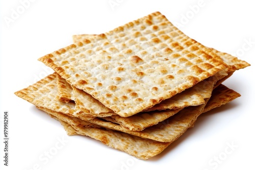 Matzo displayed on white background unleavened bread