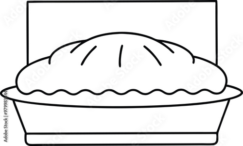 Kids Coloring Vector of a Delicious Pie Cooling on the Windowsill
