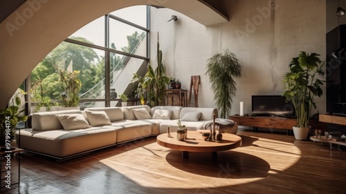 Modern Living Room With Large Windows and Natural Light