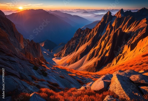 stunning sunrise illuminating clear mountain scenery vibrant colors majestic peaks, landscape, sky, clouds, light, bright, nature, view, horizon, beauty