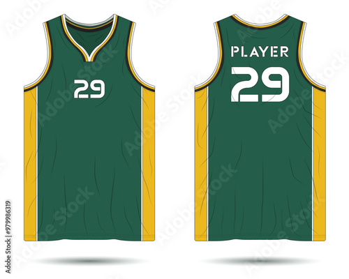 Basketball jersey uniform template front and back view