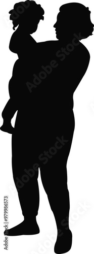 a woman and baby girl, body silhouette vector