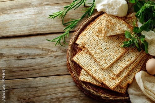 Passover holiday tradition with matzoh roots photo