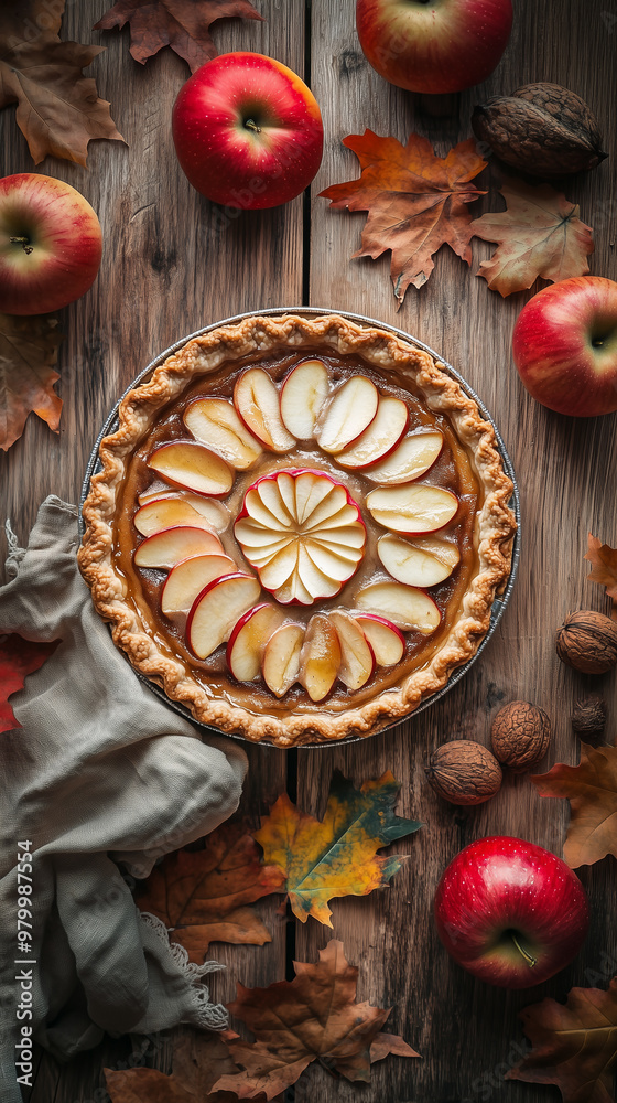 flavors of fall with this classic apple pie. A golden-brown crust encases a sweet and tangy apple filling, topped with a glistening glaze. flavors of fall with this classic apple pie. A golden-brown crust encases a sweet and tangy apple filling, topped with a glistening glaze.
