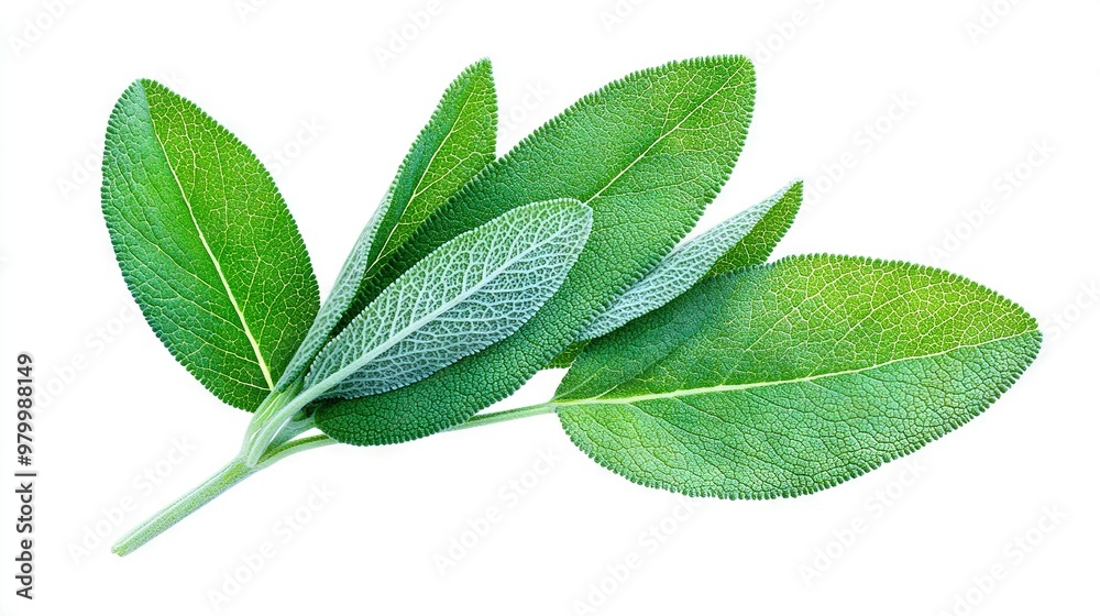 Obraz premium Close-up of a green leaf on a white background with a clipping mask