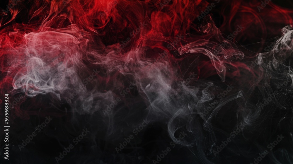 Red and white smoke is billowing on a black background, creating an abstract and artistic scene. The smoke is ethereal and mysterious, evoking a sense of drama Red and white smoke is billowing on a black background, creating an abstract and artistic scene. The smoke is ethereal and mysterious, evoking a sense of drama