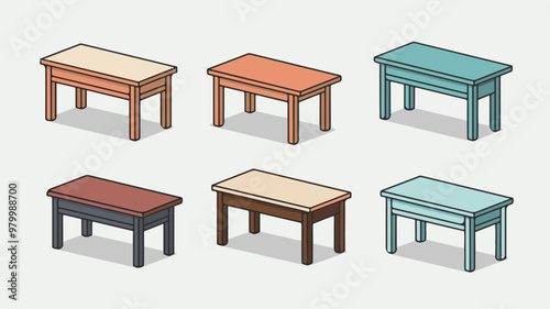 Vector Collection of Colorful Wooden Tables