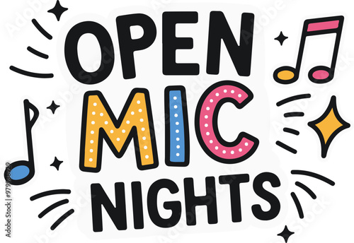 Colorful Vector Design for Open Mic Nights Event