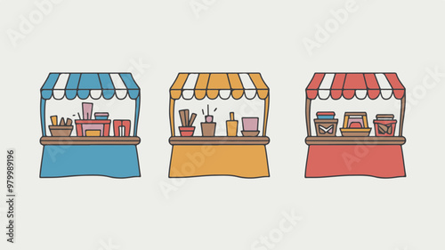 Colorful Market Stalls with Products Displayed