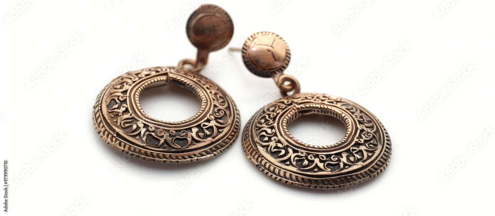 Ancient Style Earrings Isolated On White Background Ancient Style Earrings Isolated On White Background