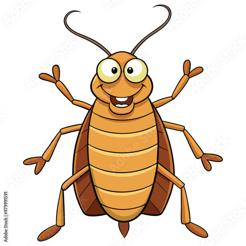 Cartoon funny cockroach on white background