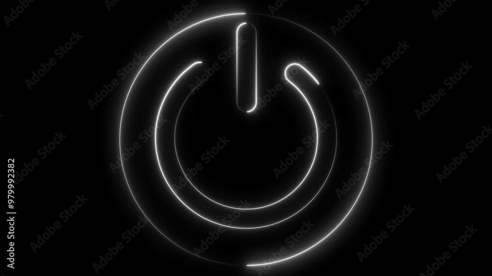 Neon glowing power button icon animated on a black background ,The appearance of neon symbol power off ,alpha channel Premultiplied Neon glowing power button icon animated on a black background ,The appearance of neon symbol power off ,alpha channel Premultiplied