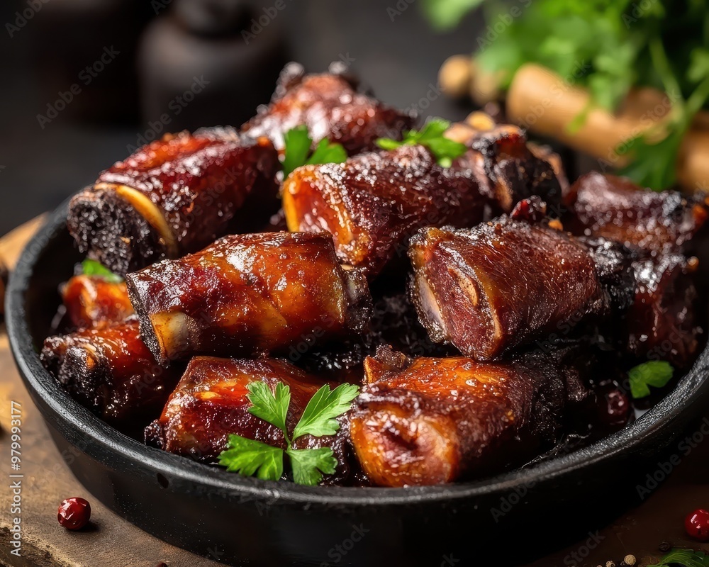 Tasty braised pig knuckles displayed on the table Tasty braised pig knuckles displayed on the table
