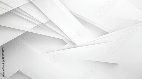 An elegant white abstract background with layered geometric shapes and light shading, perfect for sleek designs.
