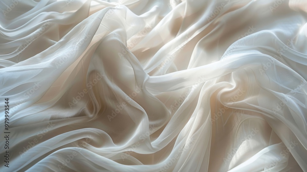 Soft, flowing silk fabric in gentle waves to create a serene and elegant background for any design project or art piece.