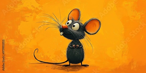 a minimalistic digital drawing of a humoristic adult cartoon mouse,