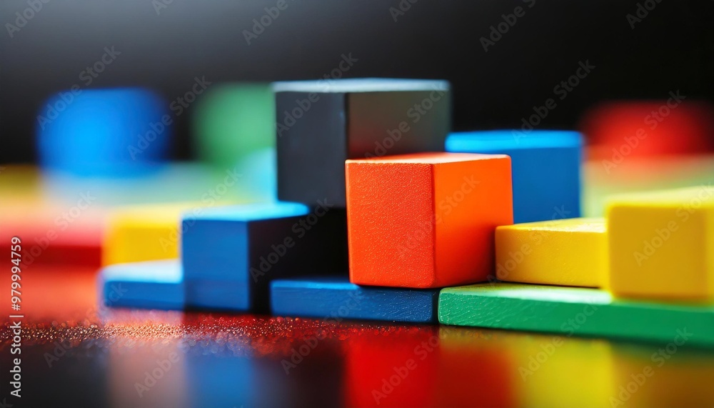 Bold color blocks with depth of field on a high-contrast background Bold color blocks with depth of field on a high-contrast background