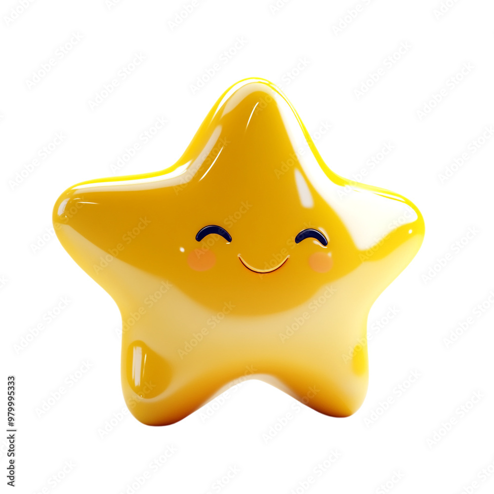 3D cute star on transparent background