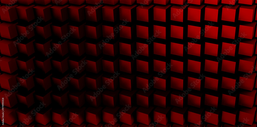 Fototapeta premium Geometric Red Cube Pattern with Optical Illusion Effect