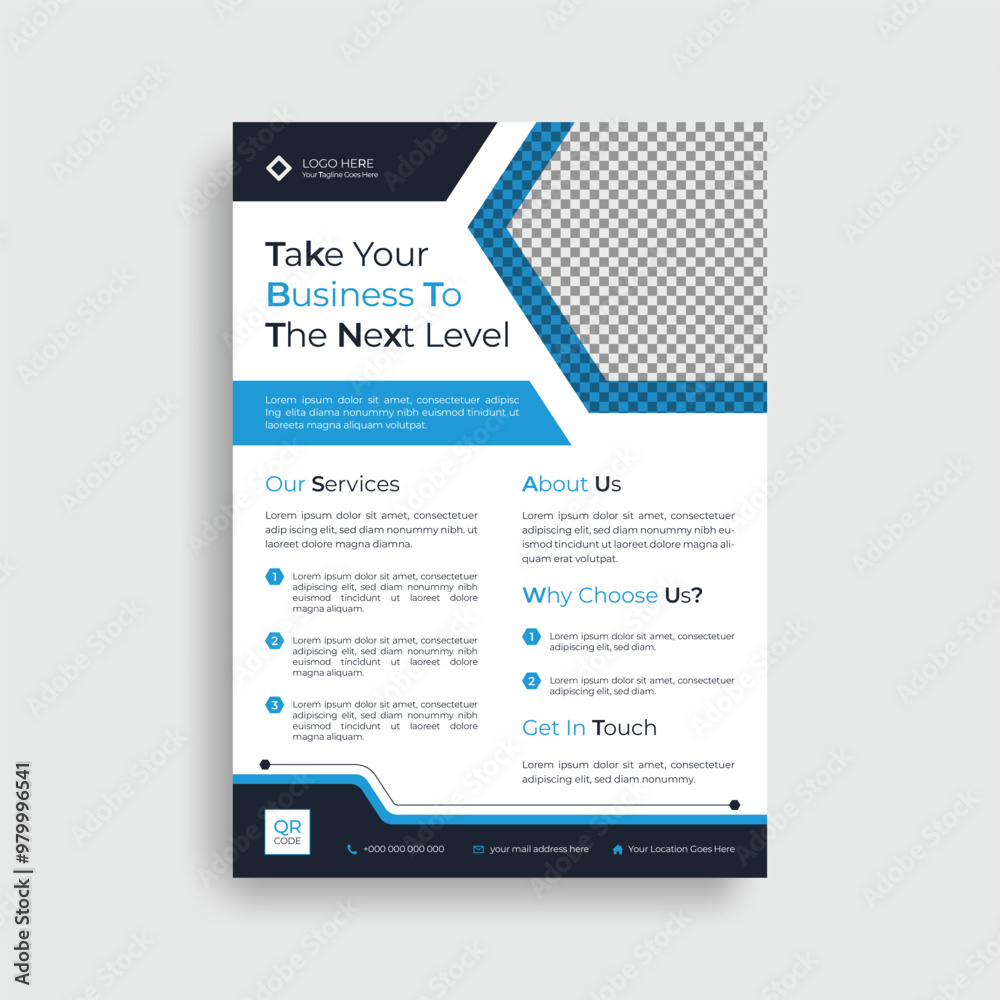 Modern and creative a4 flyer template design by corporate shape with space for photo background Modern and creative a4 flyer template design by corporate shape with space for photo background