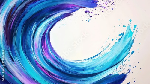 Dynamic and vibrant ocean wave artwork showcasing fluid brush strokes and rich colors, perfect for coastal decor enthusiasts photo