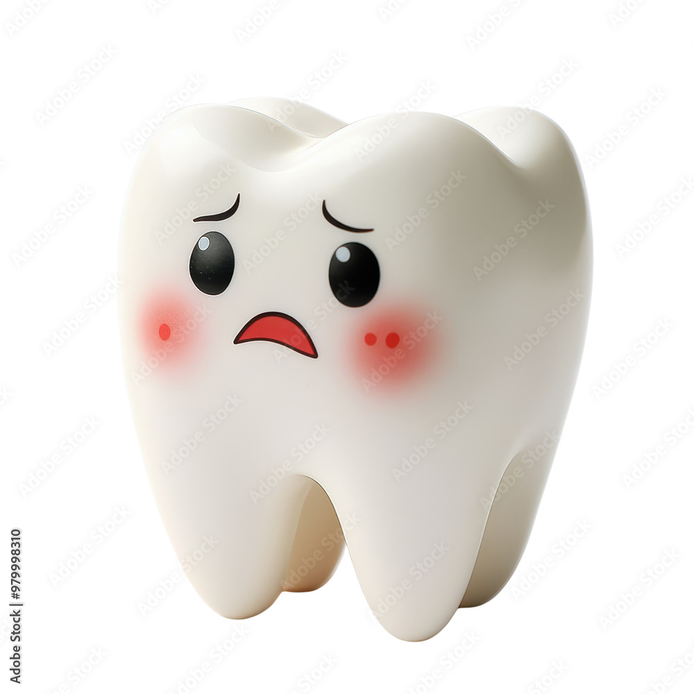 A cute cartoon tooth character with a sad expression, symbolizing dental care and children's oral health., isolated on a transparent background. A cute cartoon tooth character with a sad expression, symbolizing dental care and children's oral health., isolated on a transparent background.