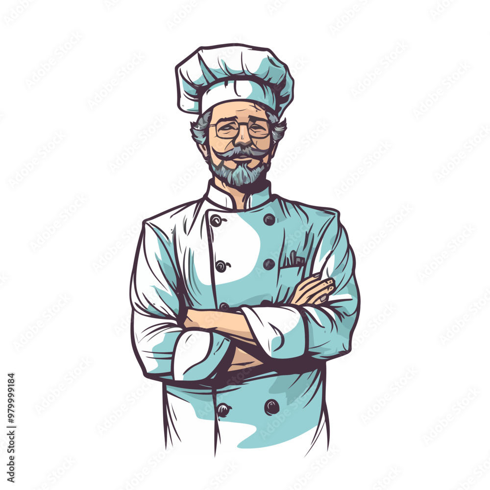 Chef logo design. Abstract drawing chef, cook or baker logo icon. Cute vector illustration Chef logo design. Abstract drawing chef, cook or baker logo icon. Cute vector illustration