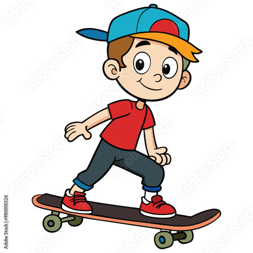 Cool boy on skateboard