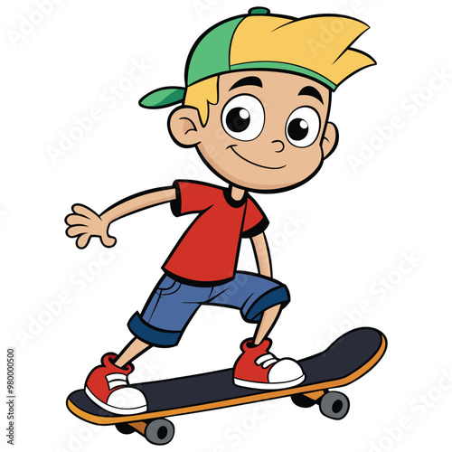Cool boy on skateboard
