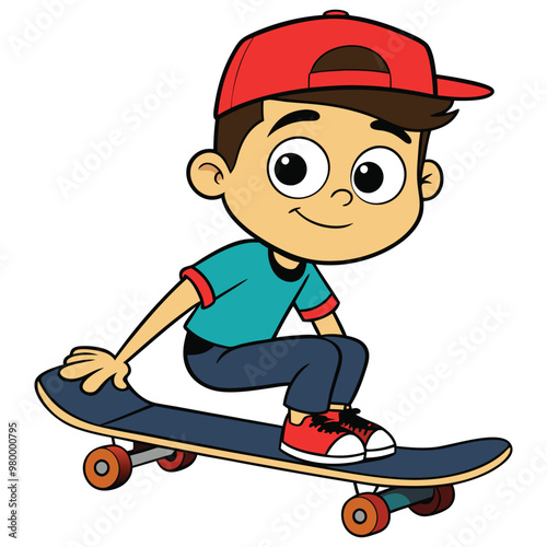 Cool boy on skateboard