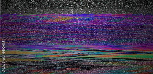 The grainy glittery texture of a TV or computer screen, reminiscent of the aesthetic of old 80's movies. 