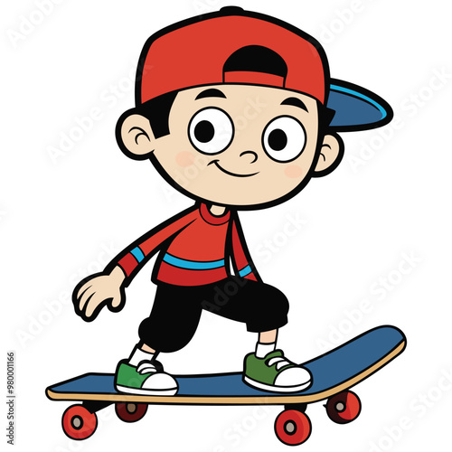 Cool boy on skateboard