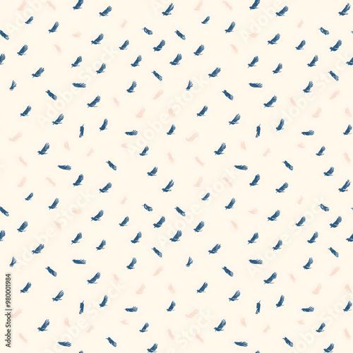 Cartoon abstract seamless pattern with silhouettes of little birds.