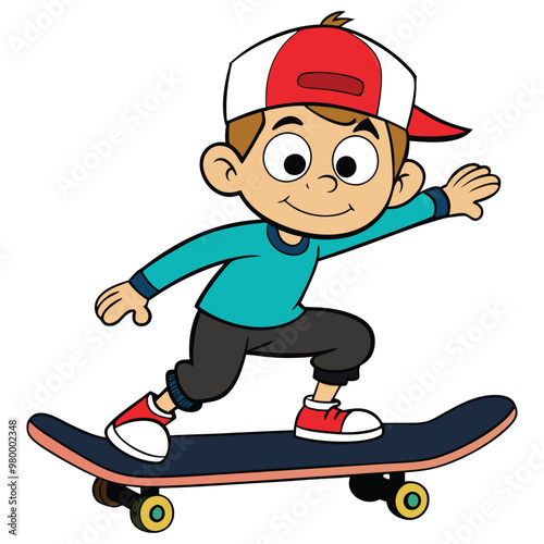 Cool boy on skateboard