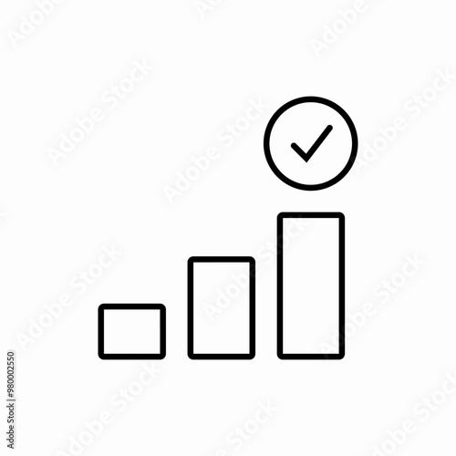 statistics ascending check mark icon sign vector