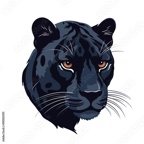 Panther head logo design. Abstract drawing panther face. Cute panther face isolated. Vector illustration