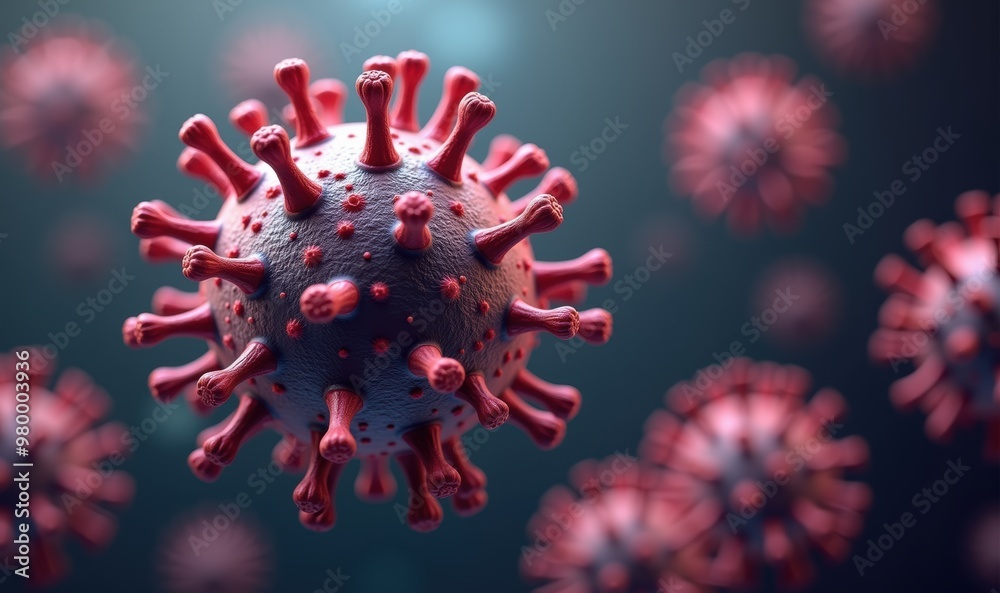 A detailed illustration of a virus under a microscope, showcasing its structure and appearance, suitable for medical, educational, and scientific contexts. A detailed illustration of a virus under a microscope, showcasing its structure and appearance, suitable for medical, educational, and scientific contexts.