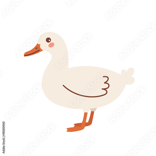 Illustration of a cute cartoon duck
