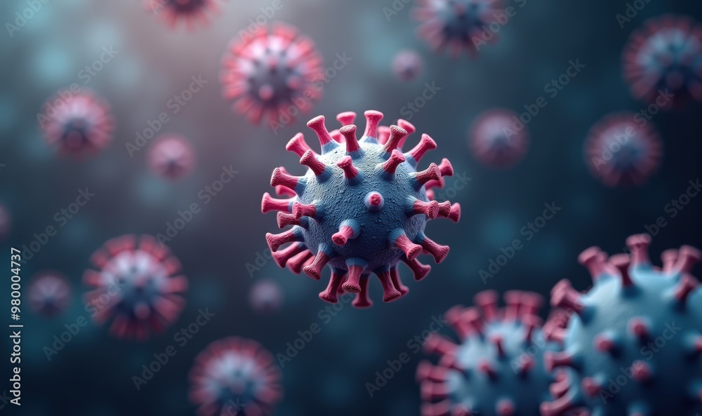 Microscopic view of virus particles showcasing their detailed structure, suitable for healthcare, scientific research, and educational materials. Microscopic view of virus particles showcasing their detailed structure, suitable for healthcare, scientific research, and educational materials.