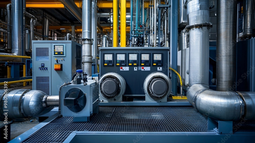 Industrial Machinery with Control Panel and Piping Industrial Machinery with Control Panel and Piping