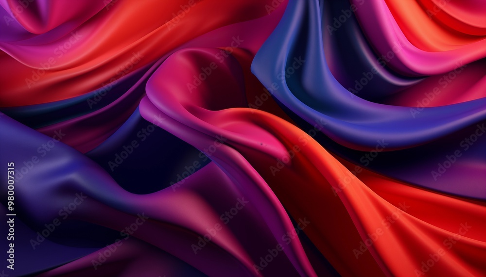 Obraz premium red purple yellow green blue fabric wave texture