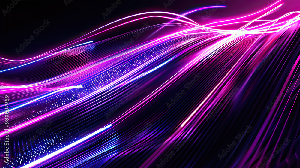 Neon color glowing lines background, high-speed light trails effect. Futuristic dynamic motion technology. Rotating dynamic neon circle. Colored shiny sparks of spiral wave.