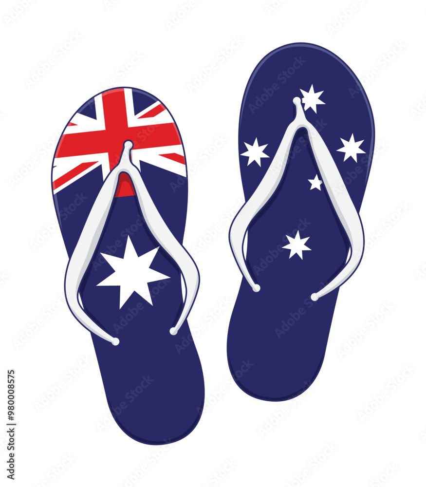 simple pair of flip flops thongs with australian flag top view transparent background simple pair of flip flops thongs with australian flag top view transparent background