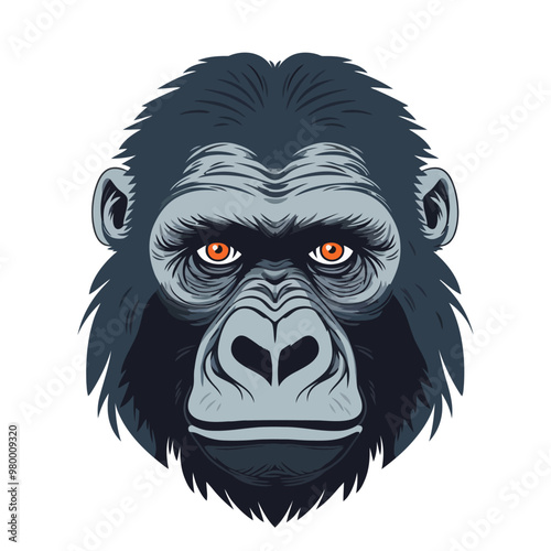 Gorilla head logo design. Abstract drawing gorilla face. Cute gorilla face isolated. Vector illustration