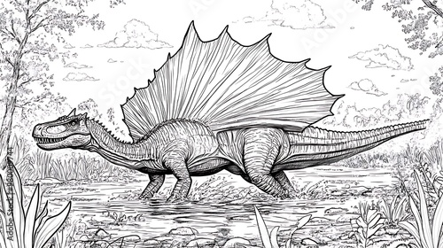 Fototapeta Naklejka Na Ścianę i Meble -  simple coloring page of dinosaurs